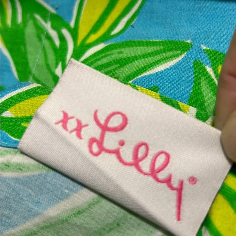 Lilly Pulitzer Turquoise Shower Curtain with Yellow Floral Print
